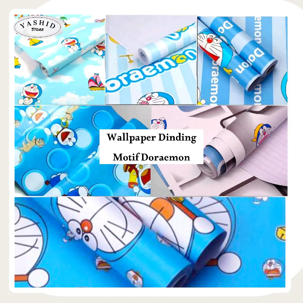 Wallpaper Dinding Motif Karakter Doraemon Kertas Pvc Stiker