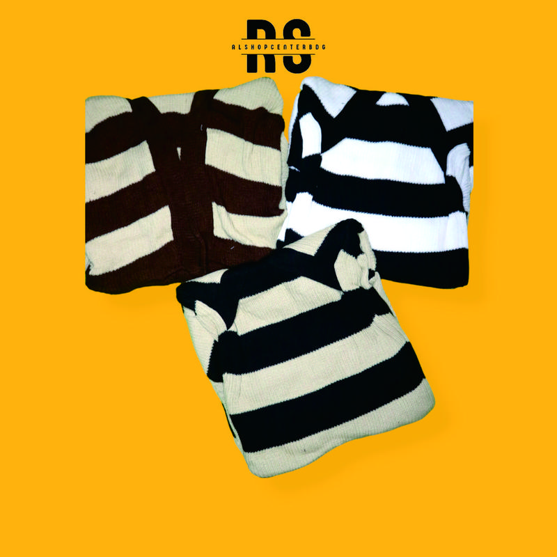 ASCBDG || Baju Rajut Wanita Motif Garis,Bahan Premium Lembut dan Nyaman Cantik Panjang Sweater Top 3