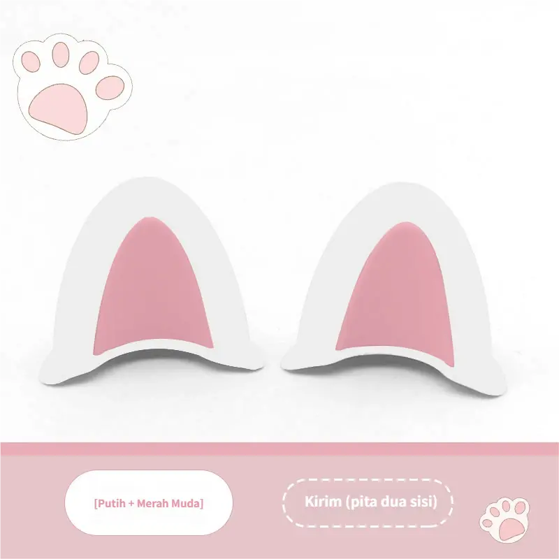 Putih + Pink -Telinge Kucing