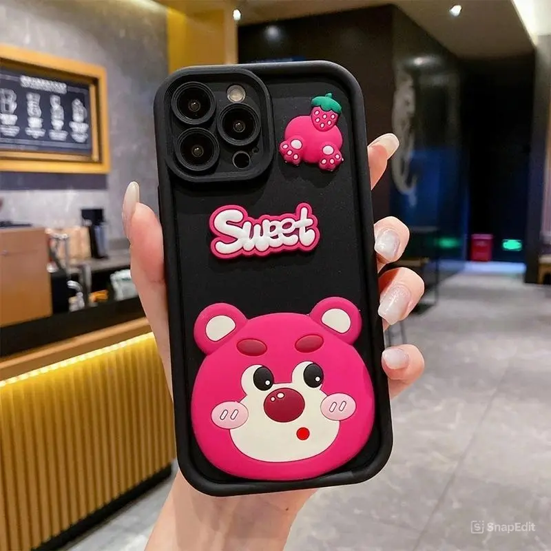 KA PAKET 1 SOFTCASE PINK BEAR SWEET LOTSO + TEMPERED GLAKA SPY COMPATIBLE FOR SAM 2 OP 1 Casing Glossy 3