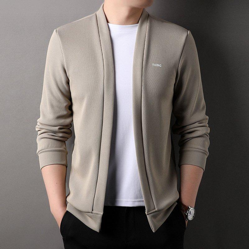 Kemeja pria dewasa premium : HH4 Kardigan Panjang cardigan zenitsu Pria Atasan crewneck cowok vintage Knitwear Hitam Katun Baju Sweater knit 4