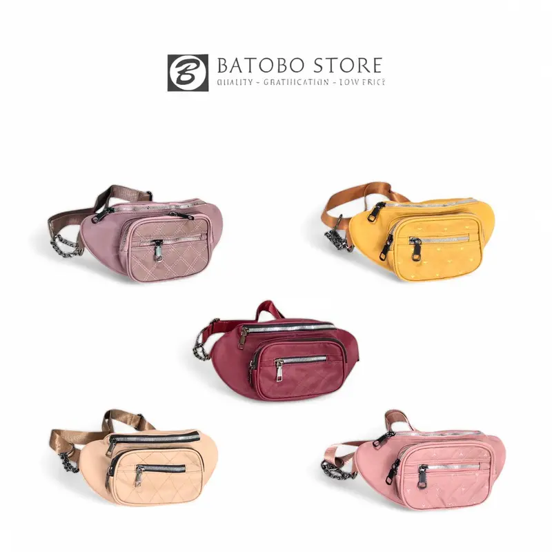 WaistBag Bordir Wanita Terlaris Bahan Nylon Tipe 3 Resleting 1