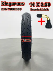 Ban luar Tubless Sepeda Listrik Outdoor Uk 14x2.50 Awet Anti Slip Free Pentil
