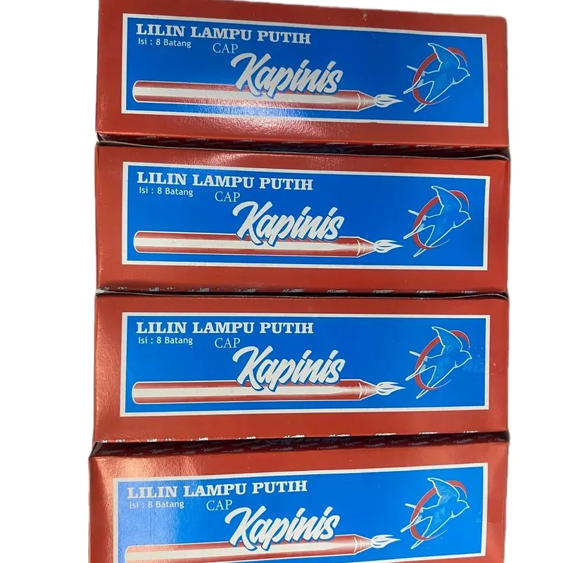 Paket 5 Pak Lilin lampu Cap Kapinis Merah Isi 8 Batang x 5 Pak Lilin Lampu Putih Murah abadi (5 pak) 3