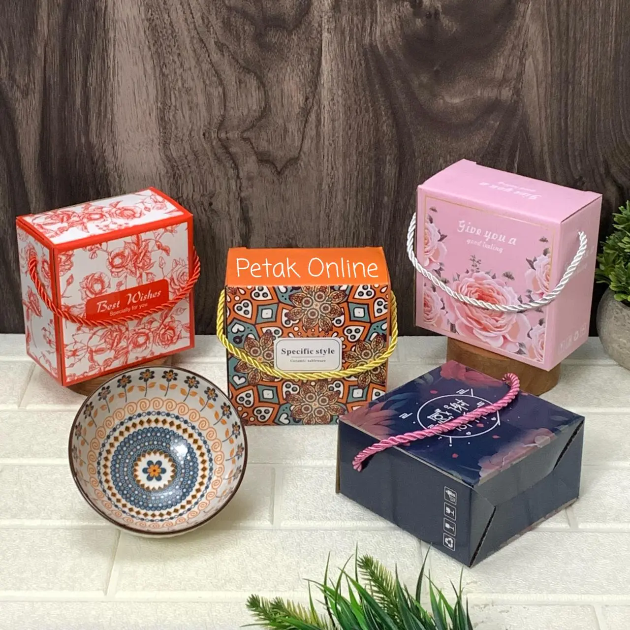 Hampers Mangkok Set Keramik Motif Korea Isi 1 Plus Box