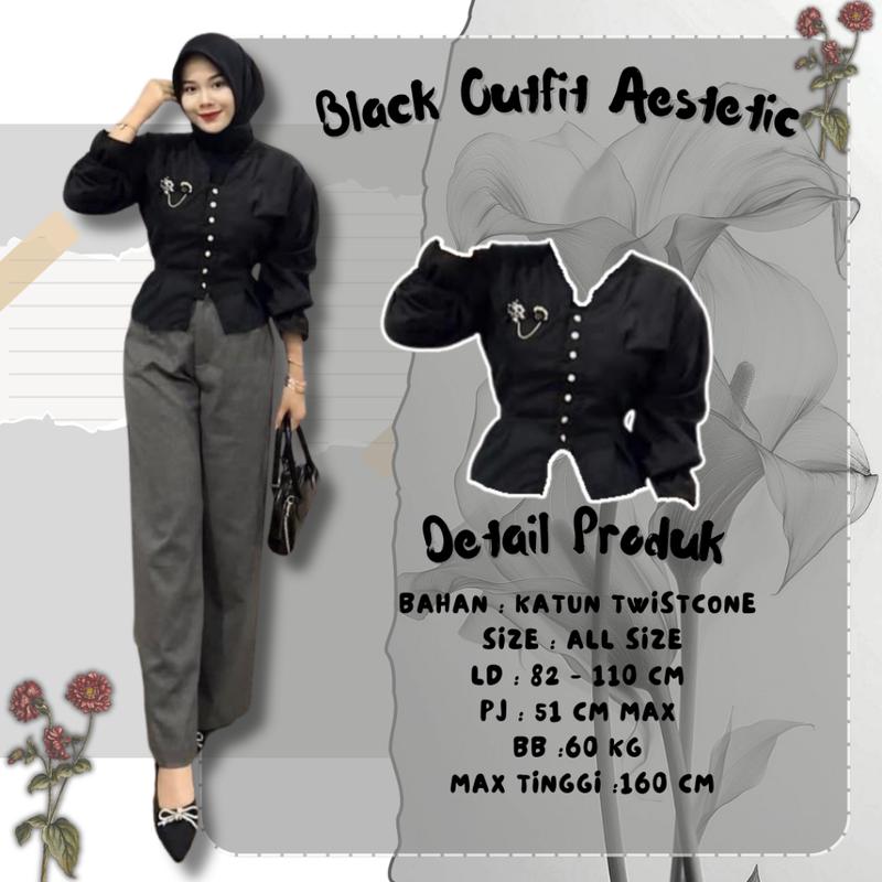OOTD One Set 3in1 Cewek Black Mamba Kekinian BLOUSE KOREA & PANTS Celana FREE JILBAB POLOS Bell4 2