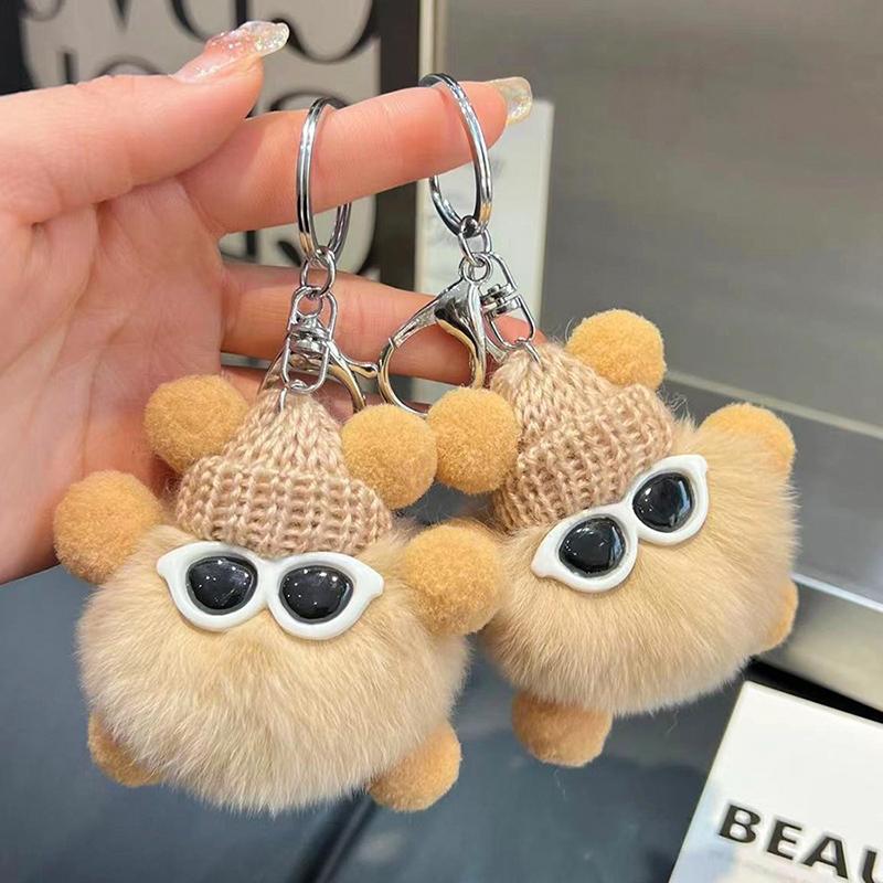 Product Introduction of Cute otes, rabbits, coal ball pendant bag, hair ball dolls, cartoon plush doll keychain 1