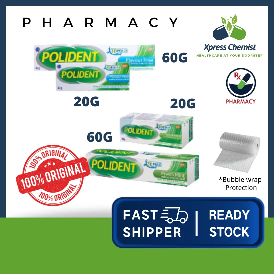 POLIDENT DENTURE ADHESIVE CREAM 20G | 60G (FLAVOUR FREE/ FRESH MINT)