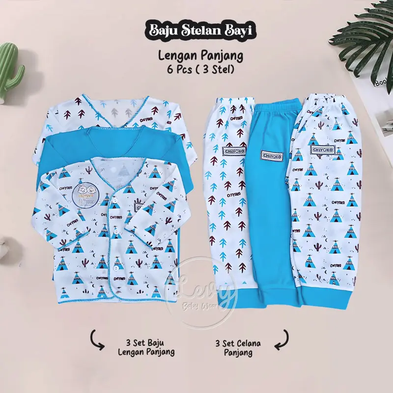 Chiyoko Baby 6Pcs/3 Stel Baju Bayi Panjang Celana Bayi Setelan Bayi Series 2