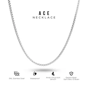 PROJECT NINETYSEVEN - ACE Necklace - Kalung Pria Wanita Jewellery, Daily, Anniversary, Couple, Mewah, Elegan, Stainless, Anti Karat, Korean Style (BELI 3 GRATIS 1)