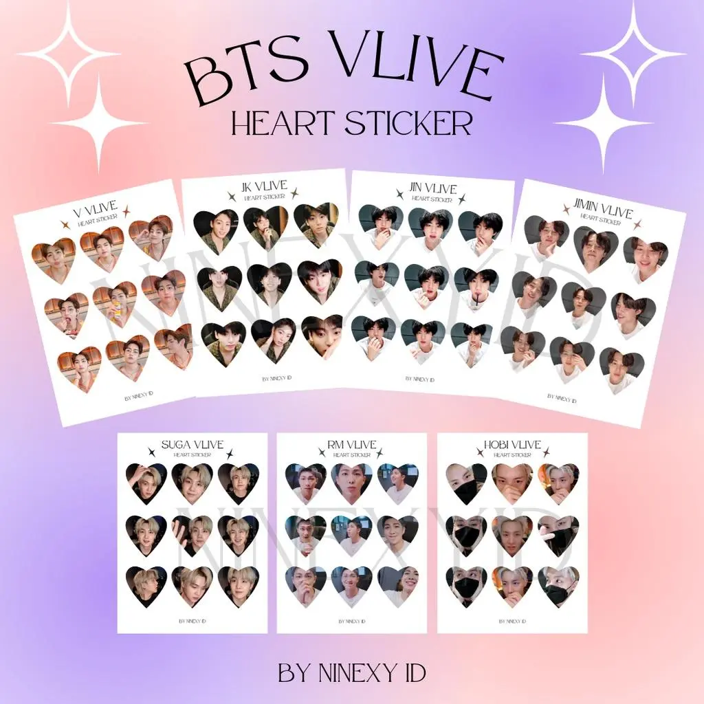 Stiker Bts Vlive Heart Deco JUNGKOOK TAEHYUNG JIMIN SUGA JIN JHOPE RM Paper Stationery