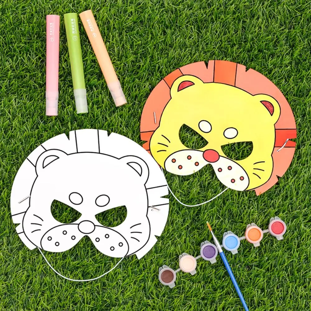 Montessori Owl DIY Color Filling Mask Toy Astronaut Art Blank Mask Toy Elephant Giraffe Painting Panda Mask Mask Ball
