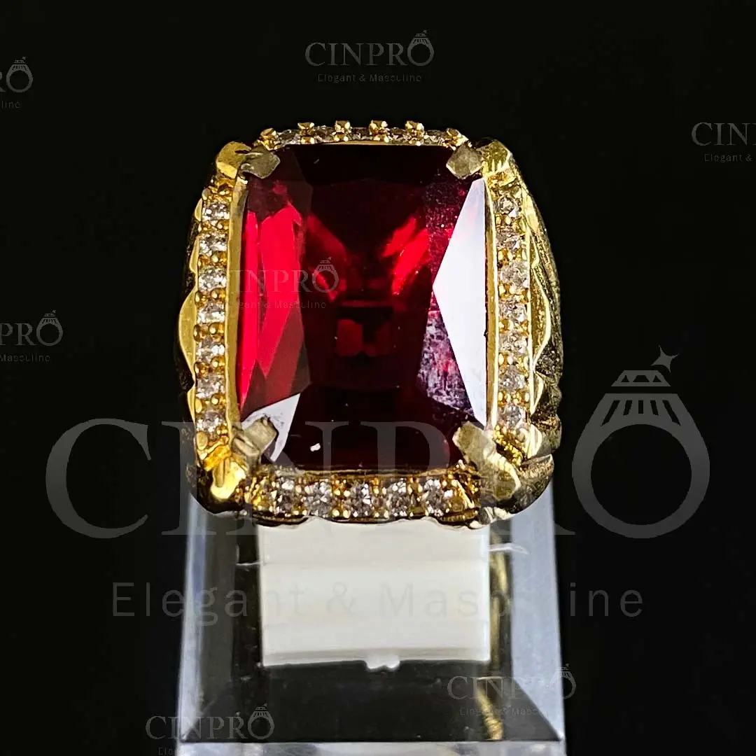 Cincin Batu Merah Siam Ring Kotak + Gratis Kotak