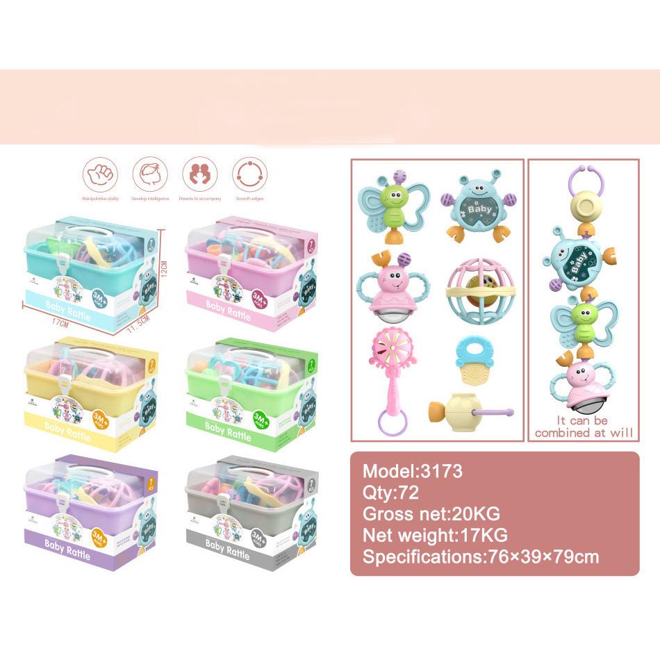 Baby Teether Rattle Teething 7PC Kit Mainan Gigitan Bayi Gigitan Bayi Teether Mainan Bayi 6 Bulan L324