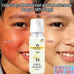 Spray Sunblock Anak SPF 50+ 80ml - Tabir Surya Semprot untuk Seluruh Tubuh Children Sunscreen Mencerahkan Wajah Anti Kusam Sun Protect Moisture UVA/ UVB Broad Spectrum Water Resistant Sunblock Spray Double Whitening Lightweight Refreshing