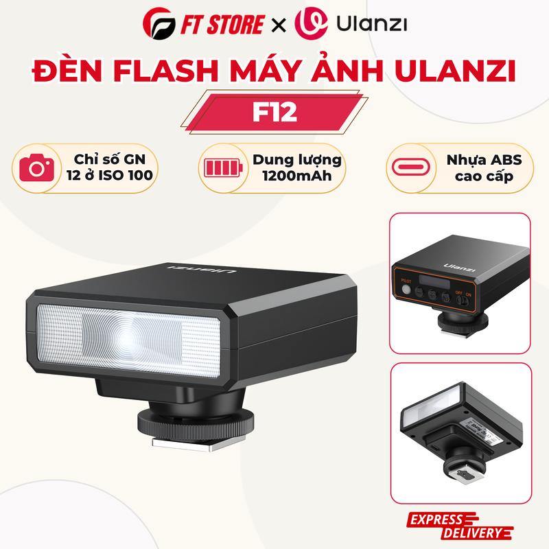 Đèn Flash Máy Ảnh Mini Ulanzi F12 GN12 - Tốc Độ Đồng Bộ 1/250s, Nhiệt Độ Màu 5600K, Siêu Nhẹ 108g, Tương Thích Sony Cano - FT Store