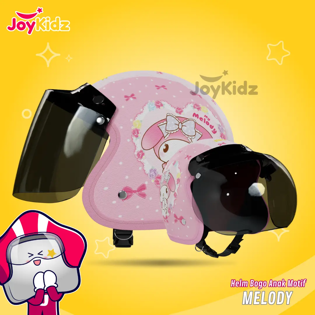 Helm Anak Perempuan 2 sampai 7 Tahun Bogo Retro Junior Motif Melody Free Kaca