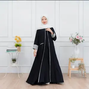Abaya Sada Gamis Syari Turkish Dress Muslim Anak Perempuan Remaja Usia 8-17 Tahun Lis Putih Bahan Crinkle Airflow