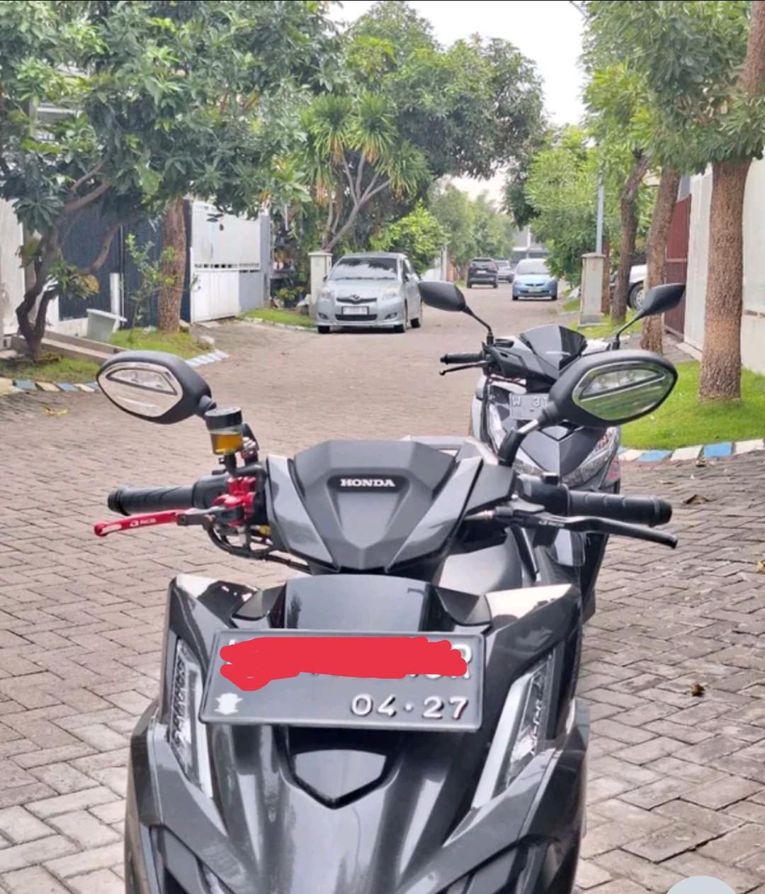 Spion LED Bubut 3 Jari Spion Style Plat KT Tangkai Pendek Pnp Vario Pcx Beat Adv Universal Motor Honda Accessories Asli spion  bubut Motorcycle Sporty