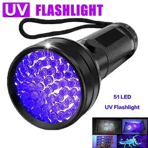 12/21/51 LED Protable UV Flashlight Black Light 395 NM Ultraviolet Torch Blacklight Detector for Dog Urine Pet Stain and Bed Bug - 51LED