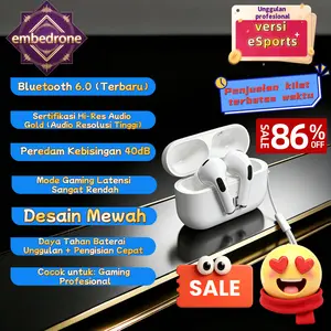 embedrone 2026 NEW PHANTOM ANK50 EarphoneNirkabel, Anti Air Dalam, Baterai Tahan Lama, TWS, BassKuat, Surround 3D, Peredam Suara Cerdas, Gaming,Panggilan, Musik, Olahraga, Earphone Bluetooth Nirkabel