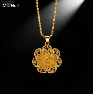 【MD Hull Toko Baru】Kalung Liontin Bunga Peoni  | Desain Berlubang Elegan, Simbol Kemakmuran (Stok Tersedia)