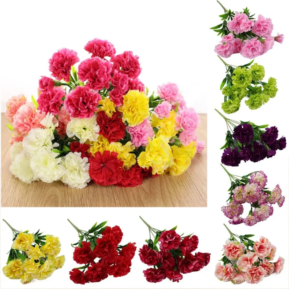 maxinthe Hot Sale 11Heads Artificial Carnation Silk UV Resistant Fake Flower Simulation Bush Bouquet