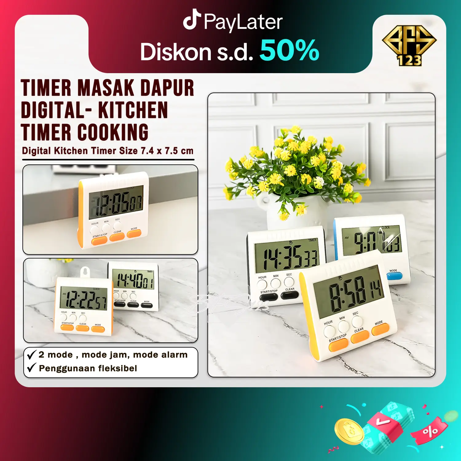 Timer Masak Dapur Digital- Kitchen Timer Cooking Kitchenware Alat Ukur Waktu Memasak