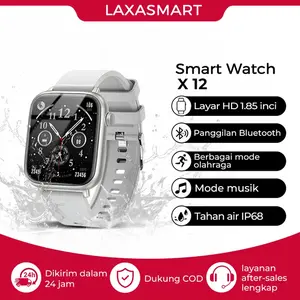(BISA COD) Jam tangan smartwatch pria cewek,X12,   Layar  1.83”smartwatch android ios,parlent active smartwatch,Sport Tahan Air Bluetooth  Telepon   Ponsel Smart Watch Pelacak Kebugaran Gelang Pedometer Heart Rate Monitor, Hitam Pink
