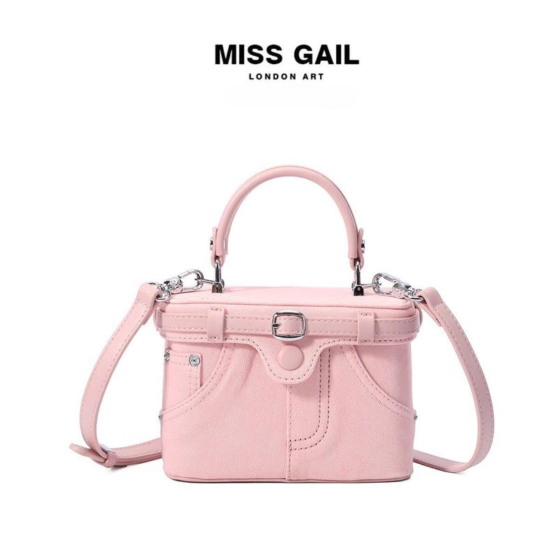 (Full Box) MG 1383 - Túi Xách Nữ Miss Hồng Pastel,  Kiểu Dáng Phong Cách Denim  Thương Hiệu Thời Trang, Dáng Cốp Vuông, Khóa Đồng, Dây Đeo Vai, Phiên Bản 2025, Túi Đeo Vai Đa Năng Đi Chơi Cafe Dạo Phố, Túi Tote Giá Rẻ