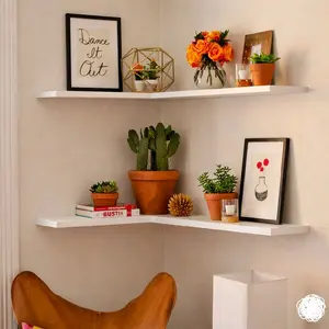 Rak dinding sudut 1set L sudut 2set L sudut L sudut warna natural hitam putih gratis paku de vintage