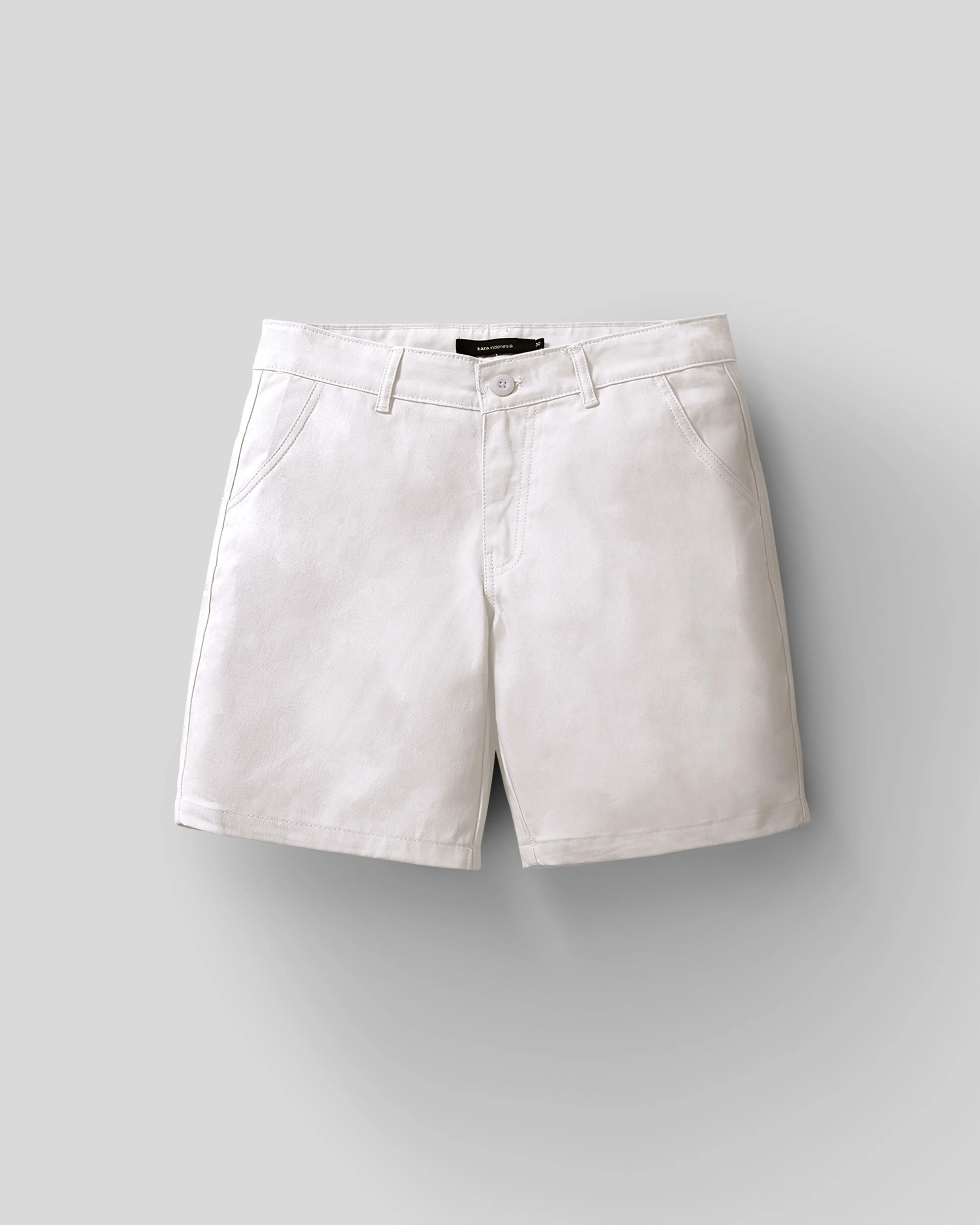 Kaza Indonesia - Celana Pendek Warna "White" Basic Polos Santai Material Katun Twill Fit Body