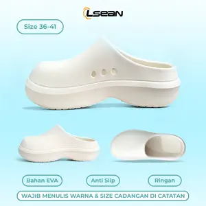 Sandal Wanita Hak Tebal 4cm Model Baim Selop Fashion Medis Laboratorium Kitchen Umroh Anti Slip Anti Air V51 Viral