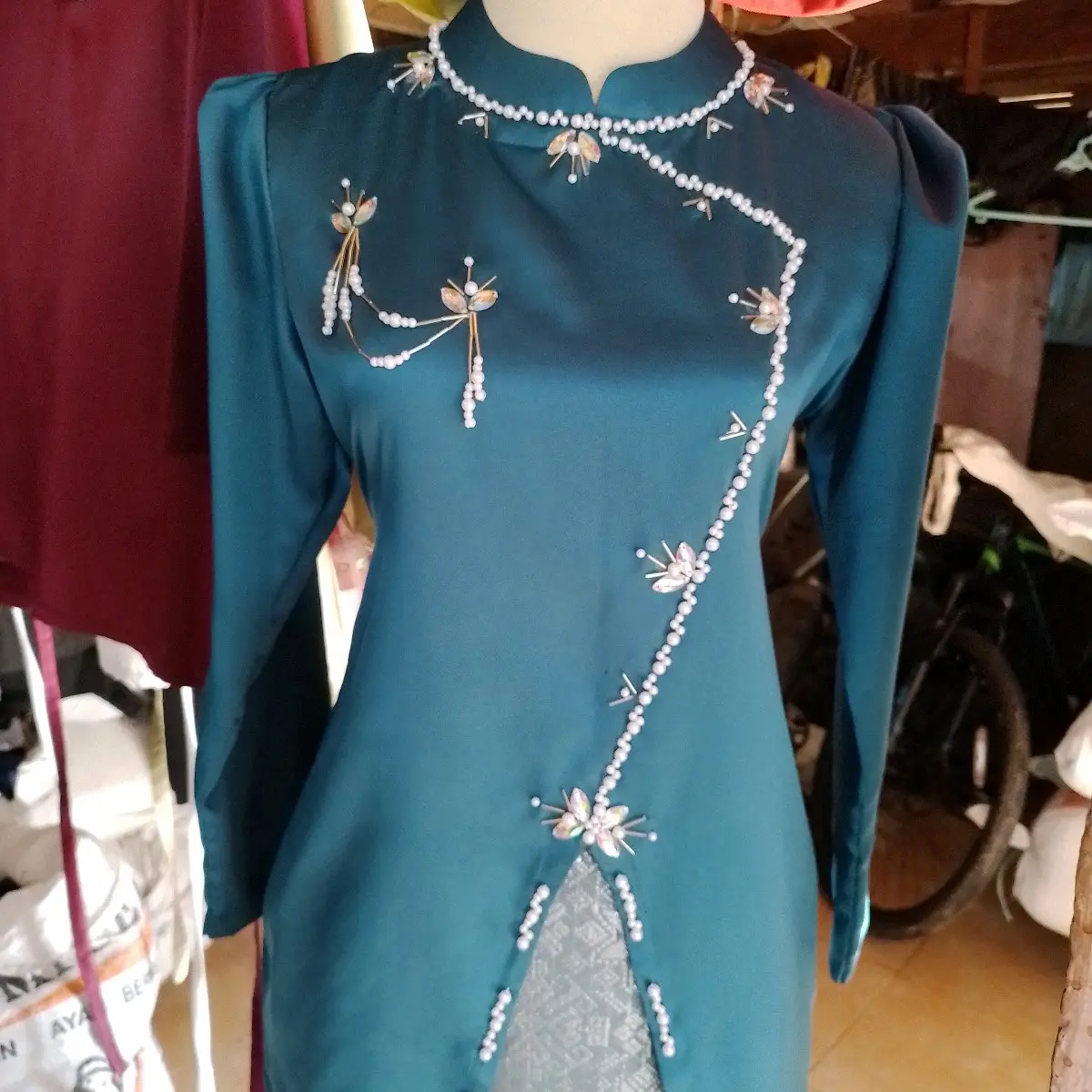 HANYA ATASAN KHALIZA KURUNG MELAYU PAYET MUTIARA SIMPLE ELEGAN BAJU KONDANGAN Wanita Muslim Panjang Tunik Dewasa Remaja Mewah Lebaran Hitam
