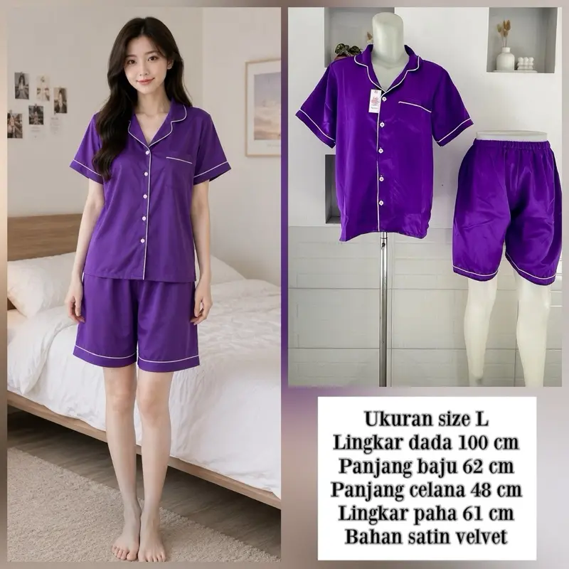baju tidur murah/atas pendek celana pendek/hotpant /bahan satin velvet/baju tidur dewasa/siap kirim ready stok