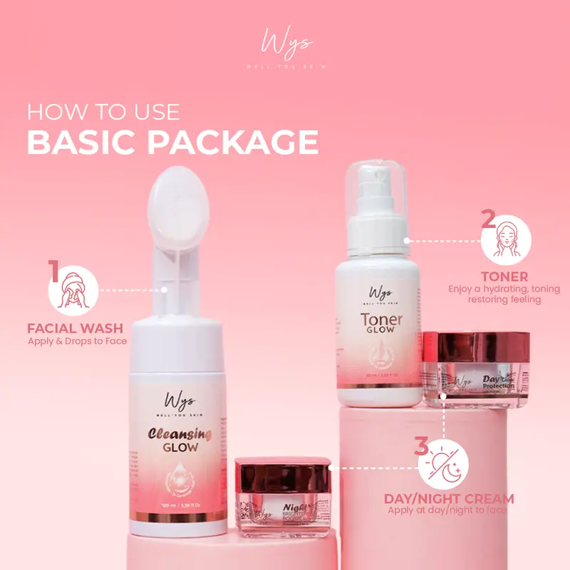 WYS-PAKET BASIC | WELL YOU SKIN | penghilang flek hitam jerawat serta  Mencerahkan Memudarkan Memutihkan Kusam Pencerah Berminyak Cleansing Cleanser Wajah Perawatan Mencerahkan Glowinng All skin type 4