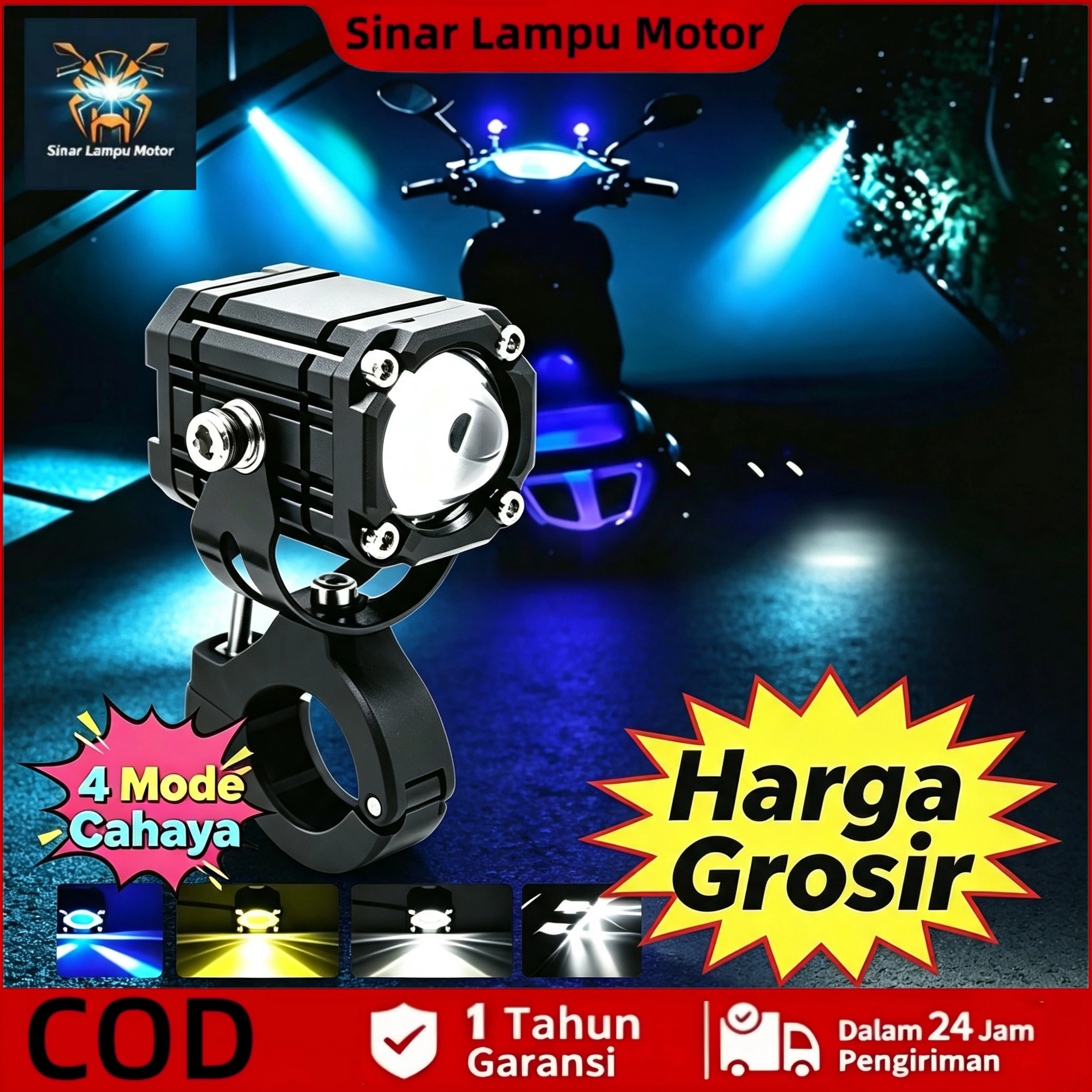 Merah/Lampu Tembak Laser Sorot High Low Putih Kuning Super Terang Plus Devil Eye Biru/Lampu Tembak D2 Mini Laser Kotak Sorot High Low Putih Kuning merah