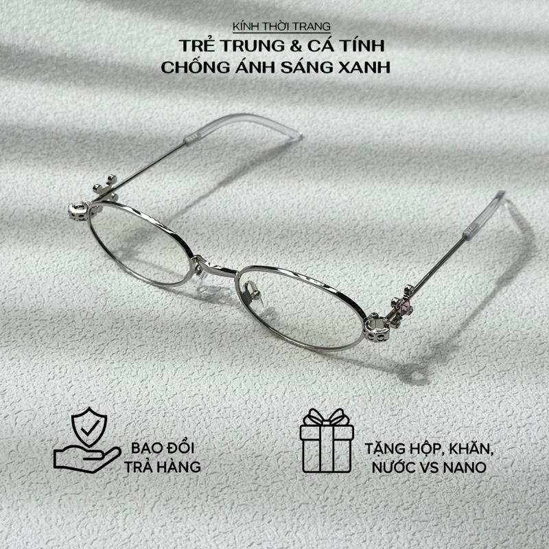 Kính Mắt Đính Đá R-01 kính mắt thời trang nữ oval chống ánh sáng xanh gọng cận thời trang nữ kính cận gọng kính thời trang