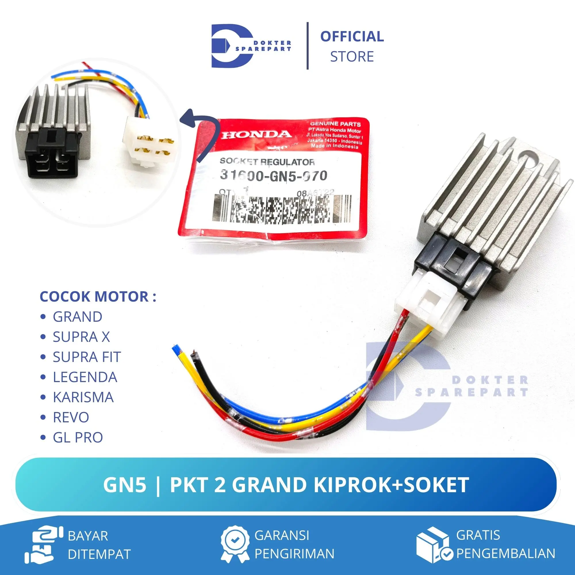GN5 PKT 2 HEMAT REGULATOR KIPROK + SOKET GRAND / LEGENDA / SUPRA X / SUPRA FIT / GL PRO / RECT COMP