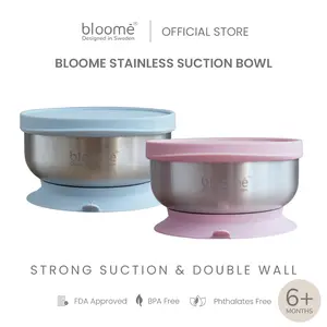 BLOOME Stainless Suction Bowl and lid | Mangkok Makan Stainless Bayi