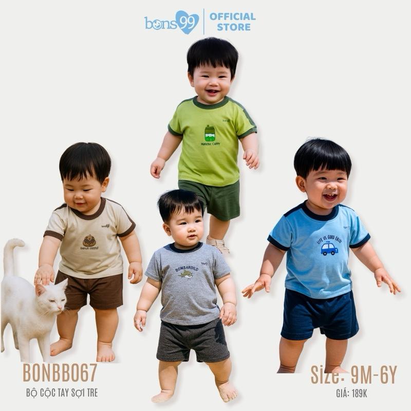 Bộ quần áo cộc tay Bons99 chất liệu sợi tre mềm mịn cho bé BONBB067
