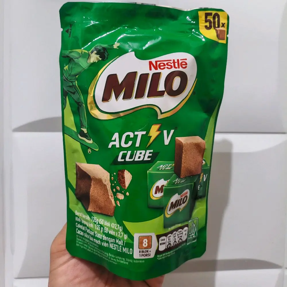 milo cube active permen susu coklat isi 25 atau 50