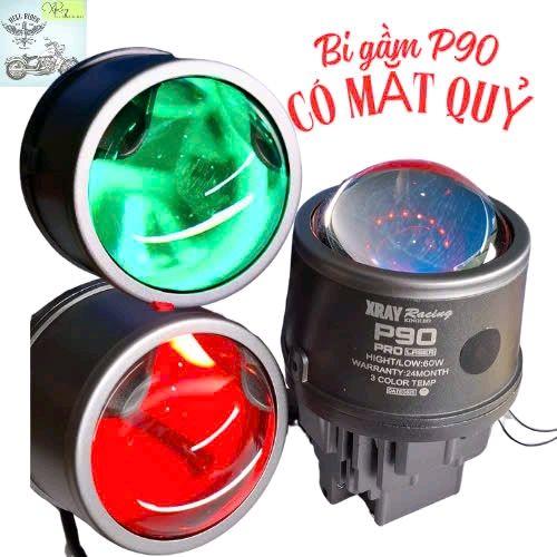 Đèn Bi gầm P90 Bản nâng cấp V3- 3 màu thay đổi màu qua từng lần bật, tắt, Có mắt quỷ, Công suất 65W, Có trợ pha Laser, có quạt tản nhiệt.
