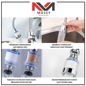 MOSSY Filter Saringan Air Kran Cuci Piring Sambungan Kran Air Filter Refill Purifier Transparan