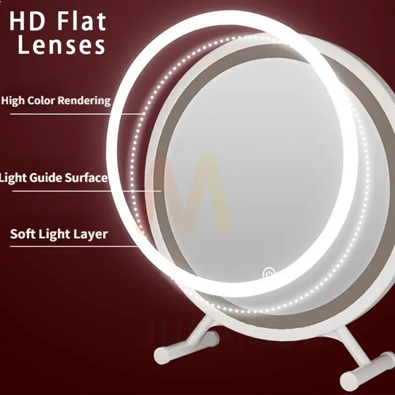 【COD】Cermin Rias LED Dengan Touchscreen Cermin Rias Bulat 40CM Cermin Minimalis Makeup Mirror 6