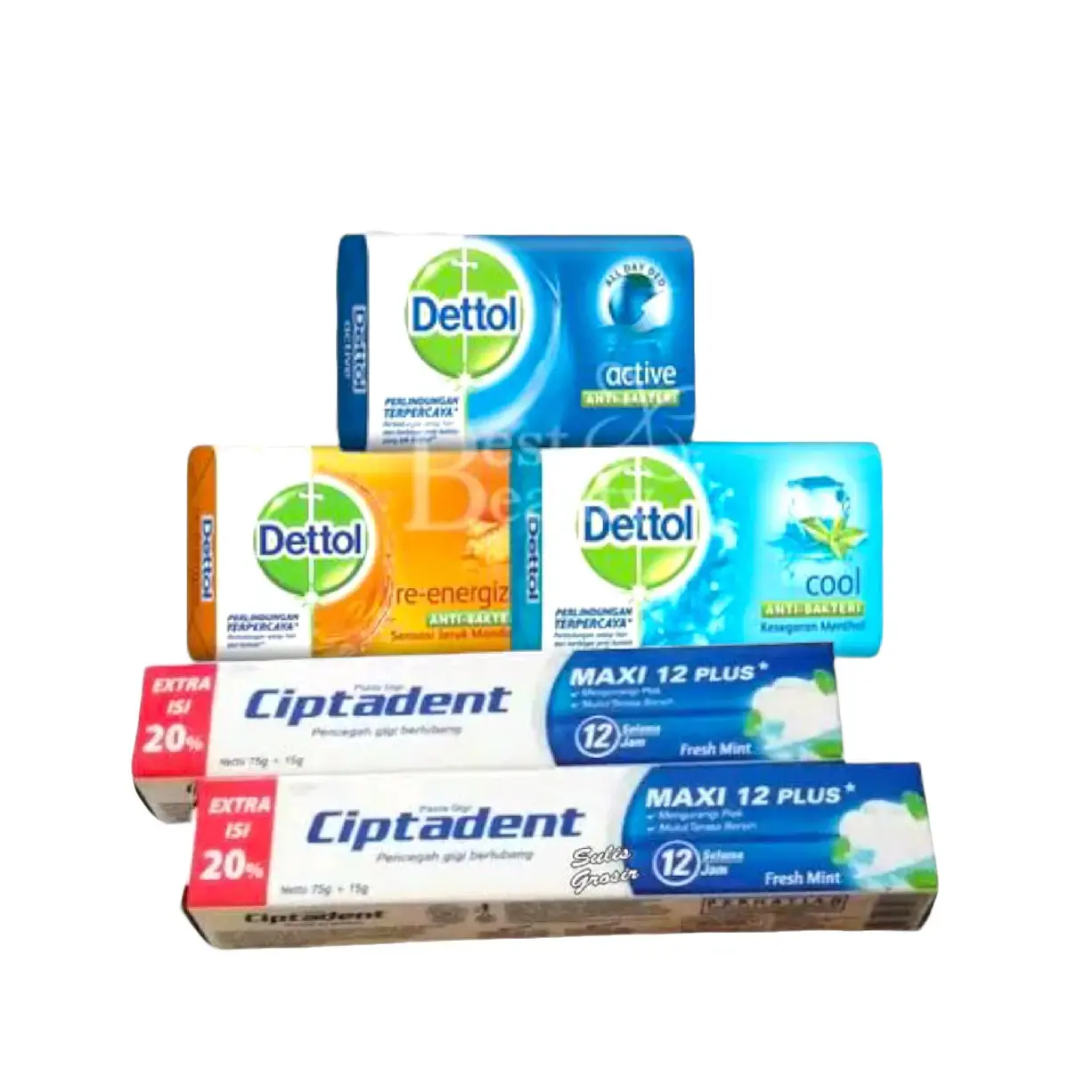 Paket Hemat Sabun Dettol 60gr 3 Pcs dan 2 Pcs Pasta Gigi Ciptadent 75gr - Hemat 5 Paket - Soap Mulut Gusi