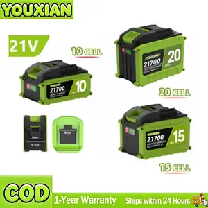 YOUXIAN 21V 21700 Baterai  Versi baru dengan tampilan daya Baterai nirkabel Aksesoris alat listrik Baterai lithium Baterai tipe LXT yang nyaman