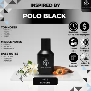 Nice Perfume Polo Black Parfum Pria Modern Woody Aromatic & Fruity Top Notes Iced Mango & Base Notes Sandalwood Tahan 10-15 Jam Cocok untuk Acara Malam & Formal