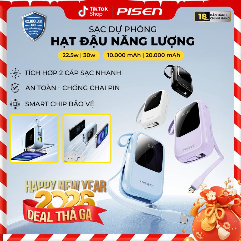   PISEN  Sạc Dự Phòng Chuẩn CCC Sạc Nhanh Hạt Đậu Năng Lượng 22.5W & 30W | Nhỏ Gọn Cáp Sạc Nhanh 2 Chiều Led Hiển Thị Dung Lượng | QUICK POWERLink 22.5W | TP-D153 TP-D154 TP-D118 | Bảo Hành 12 Tháng  PCARE +6 Tháng  | Bảo Hiểm 2 Triệu  phù hợp iphone 