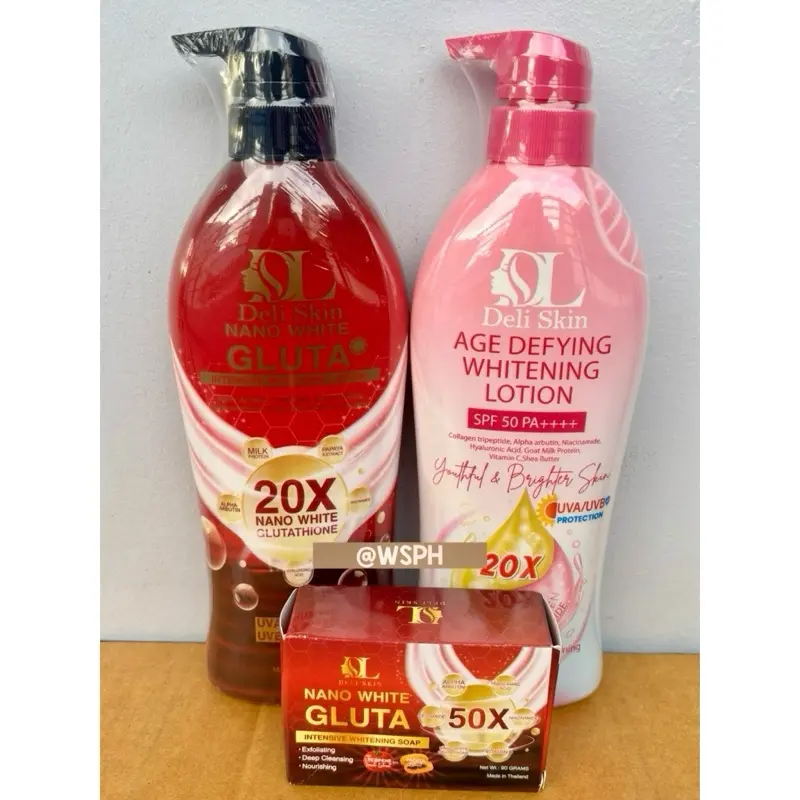 nano white glutathione Deli Nano White Gluta Intensive Whitening Lotion 500ml Made in Thailand 20X Nano  White Glutathione SPF 50+++++ UVA UVB Protection